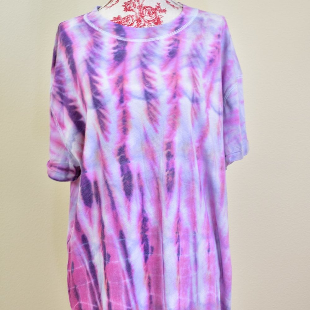 Free People Size XL Striped Tie Dye Oversize Tee